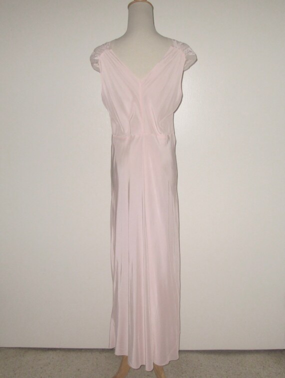 1940s Pink Rayon Nightgown with Lace Detail