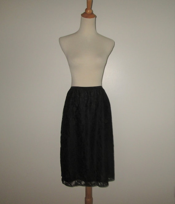 Vintage 1950s 1960s Black Lace Half Slip By Charmode … Gem
