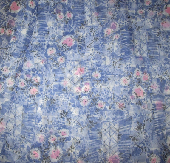 Vintage 1950s Blue Nylon Novelty Print Dress - Si… - image 5