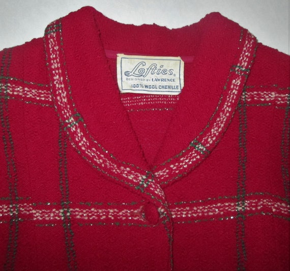 Vintage 1940s 1950s Cranberry Red Plaid Suit By L… - image 6
