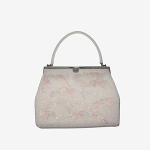 Vintage White Beaded Pastel Design Handbag