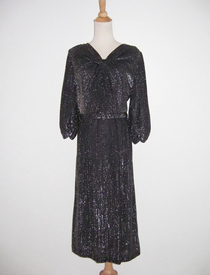 Vintage 1950s Black Lurex Dress Styled By Ruxton L Size M