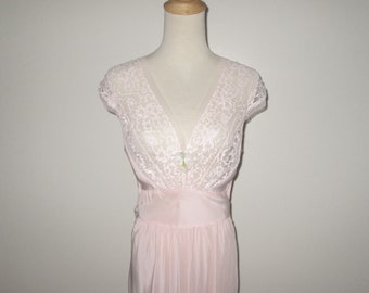 Vintage 1930s 1940s Pink Rayon Nightgown - Size M