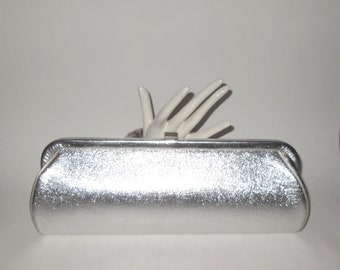 Vintage 1950s 1960s Silver Lame Clutch Purse - Large!