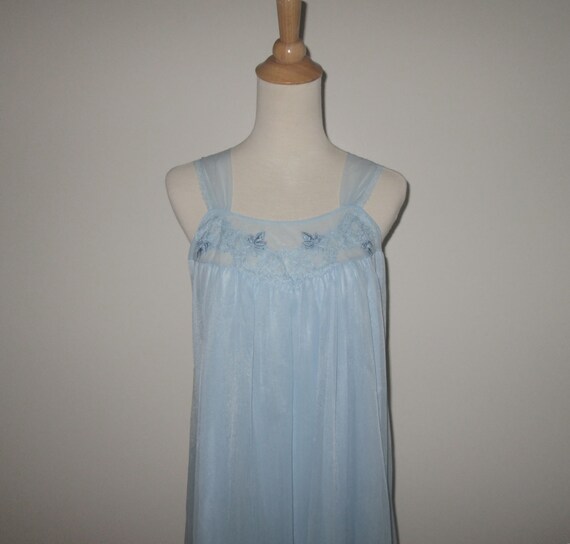 Vintage 1960s Blue Nightgown By Penney's Adonna -… - image 2