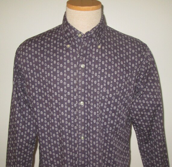 Vintage 1960s Purple Novelty Print Shirt By Citat… - image 2