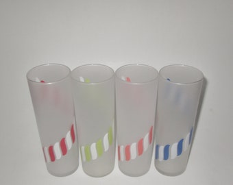 Vintage Candy Stripe Libbey Glasses - Set Of Four