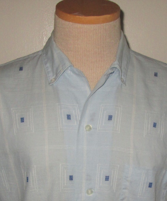 Vintage 1950s Blue Abstract Shirt By Fleetline - … - image 2