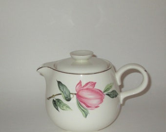 Vintage 1950s Off-White Floral Teapot - Pink Flowers