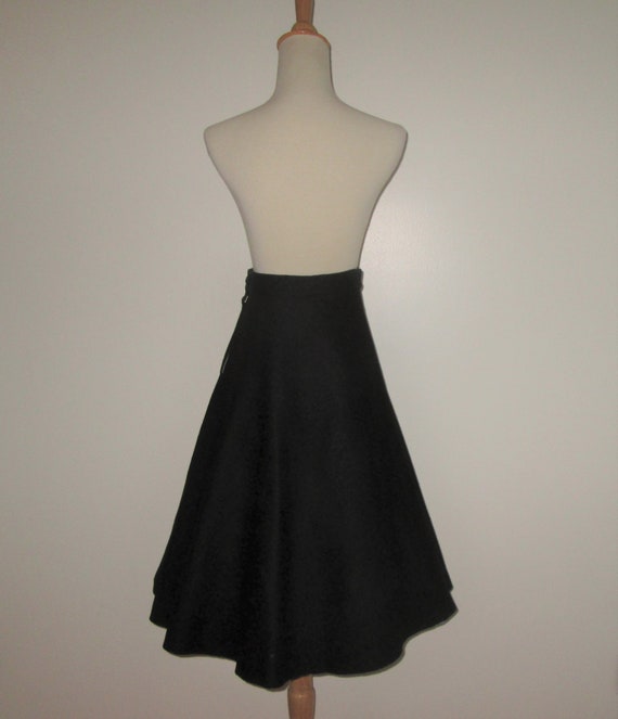 Vintage 1950s Black Felt Skirt With Orange Floral… - image 4