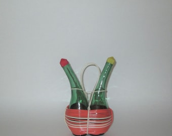 Vintage 1950s 1960s Italian Oil Vinegar Cruet Set - Wrapped Plastic