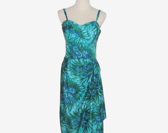 Vintage 1950s Hawaiian Sarong Dress By Muriel Original - Size S, M