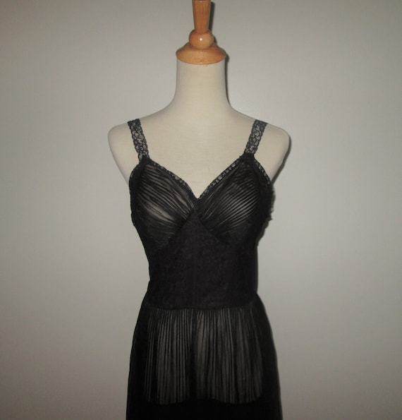 Vintage 1950s Black Sheer Nightgown - Size S, M - image 2