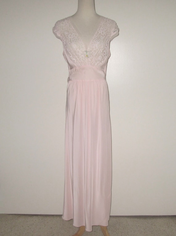 Vintage 1930s 1940s Pink Rayon Nightgown - Size M - image 2