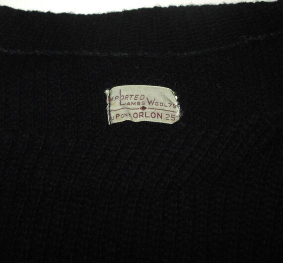 Vintage 1960s Black Ribbed Orlon Pullover Sweater… - image 5