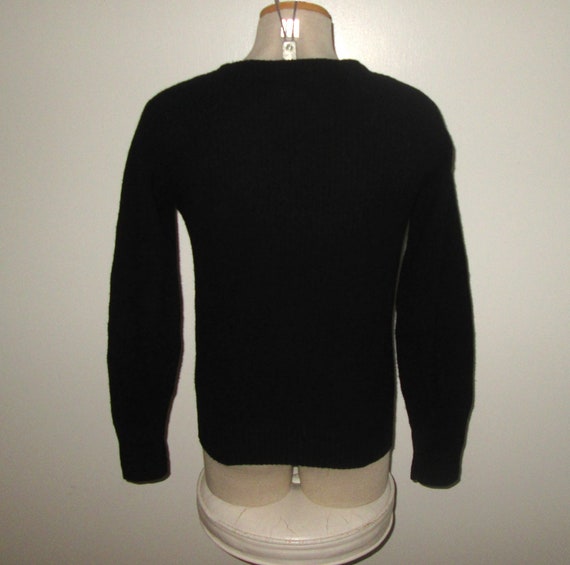 Vintage 1960s Black Ribbed Orlon Pullover Sweater… - image 4