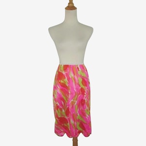 Vintage 1960s Abstract Floral Abstract Half Slip By Lorraine - Size S, M