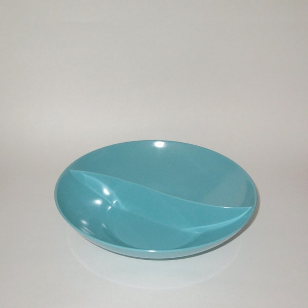 Vintage 1950s Blue Melamine Divided Bowl