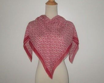 Vintage 1950s 1960s Red And White Scarf By Glentex