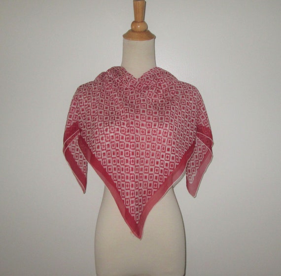 Vintage 1950s 1960s Red And White Scarf By Glentex - image 1