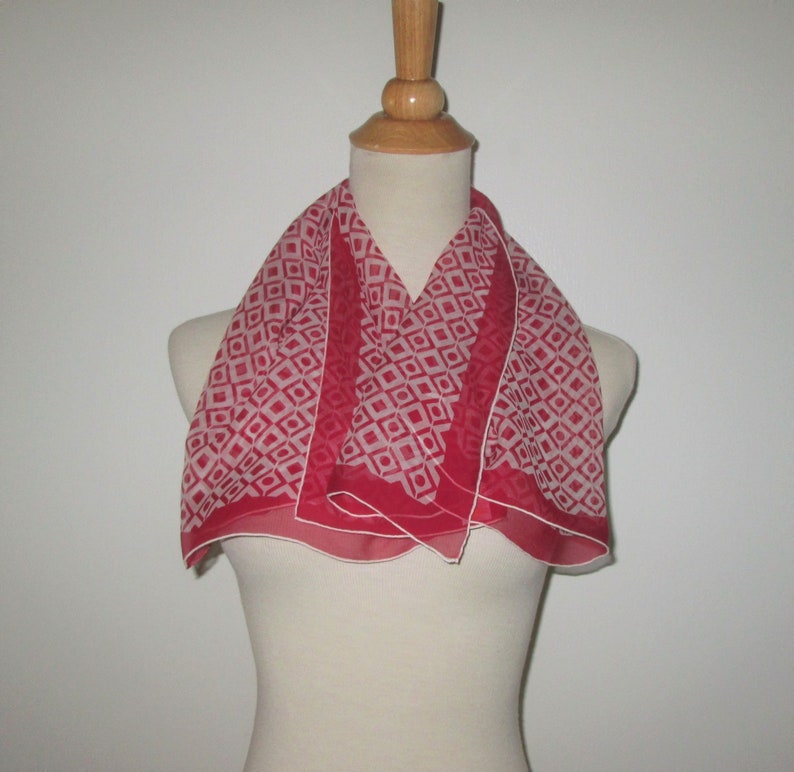 Vintage 1950s 1960s Red And White Scarf By Glentex image 3