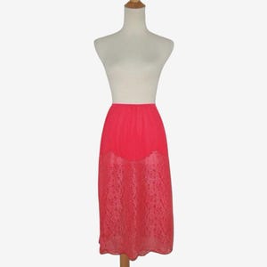 Vintage 1950s Red Nylon Lace Half Slip By Tempo - Size S, M