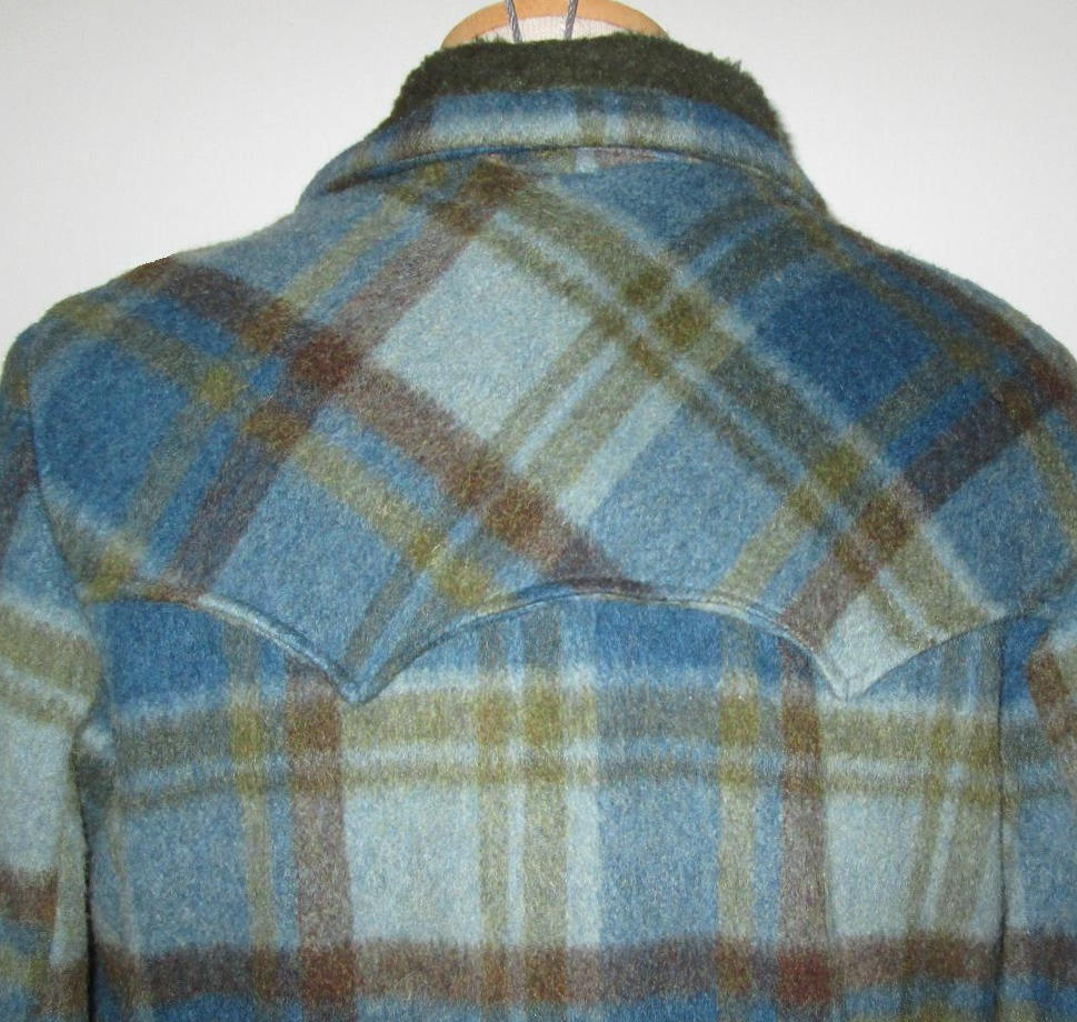 Vintage Western Shadow Plaid Wool Coat Jacket by Pioneer Vintage Western Shadow Plaid Wool Coat Jacket by Pioneer