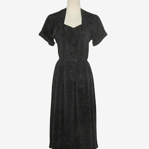 Vintage 1940s Black Crepe Dress By R & K Originals Personally Yours - Size S, M