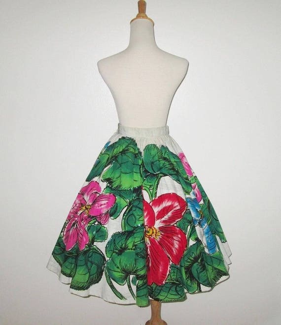 Vintage 1950s Mexican Floral Sequin Circle Skirt … - image 3
