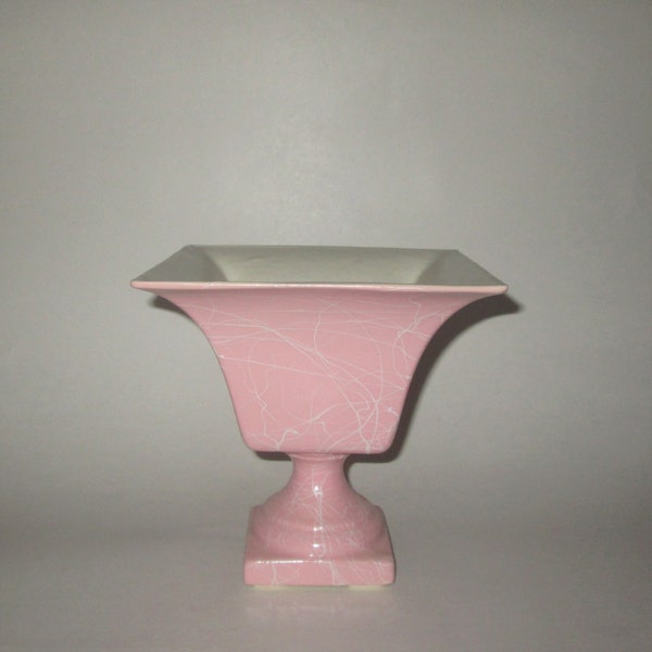 Vintage 1950s Pink Spaghetti Drizzle Compote Vase