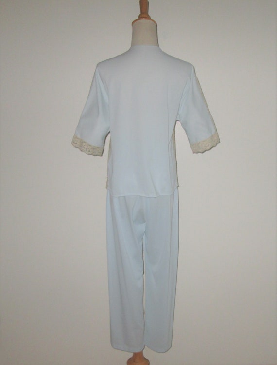 Vintage 1950s 1960s Blue Pajamas With Lace Accent… - image 5