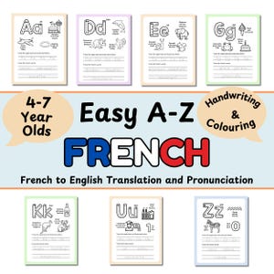 Learn French Alphabet Worksheets: Pronunciation, Tracing, Colouring (Digital Download)