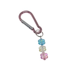 Transgender Pride Taschenanhänger mit Karabiner, Blumen Perlen | Kleiner Schlüsselanhänger Subtle Pride