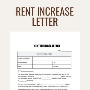 Landlord Rent Increase Notice | Editable Rent Increase Letter Template | Instant Digital Download