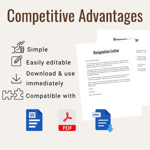 Modèle de lettre de démission modifiable | MS Word, Google Docs, PDF (téléchargement instantané) image 5