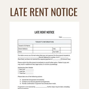 Plantilla de aviso de pago atrasado de alquiler / Carta de pago atrasado de alquiler editable / Word, Google Docs, PDF / Descarga instantánea