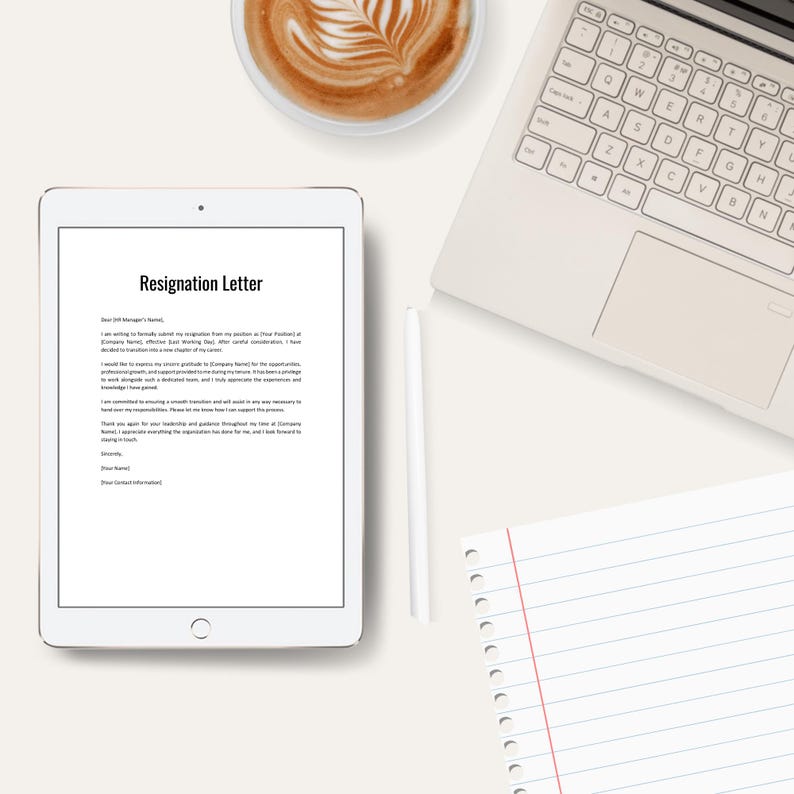 Modèle de lettre de démission modifiable | MS Word, Google Docs, PDF (téléchargement instantané) image 7