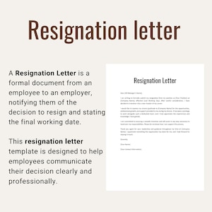 Modèle de lettre de démission modifiable | MS Word, Google Docs, PDF (téléchargement instantané) image 2