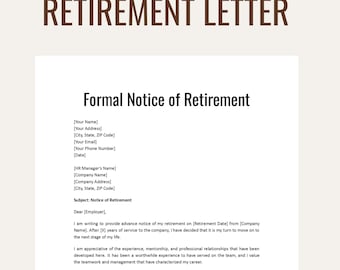 Modèle de lettre de retraite modifiable | MS Word, Google Documents, PDF