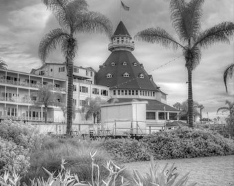 Coronado Hotel San Diego, Black and white photography, Fine art photography, black and white architecture, California photo, Coronado Hotel