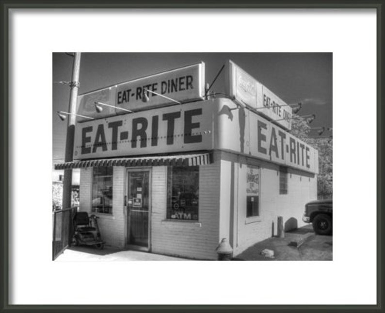 Eat Rite Diner, Black and White Diner, Diner Photography, St. Louis