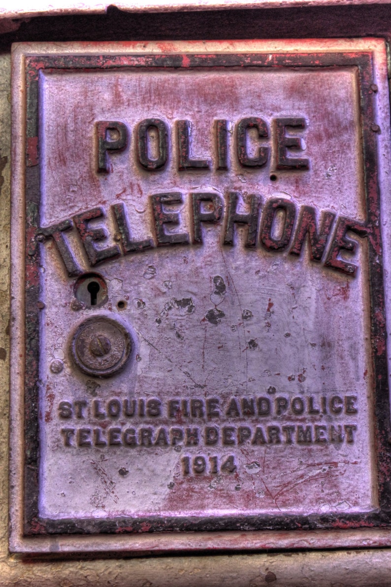 Police photography, Police telephone, Fireman, St. Louis photo, Vintage Police telephone, Vintage cops, vintage phone, St. Louis Missouri image 1