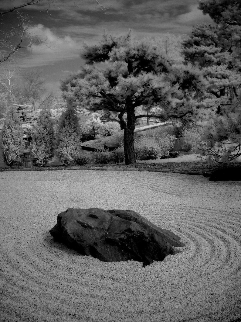 Harmony and Peace Feng Shui photography, black and white photography, zen home decor, zen, fine art photography, infrared photography image 2