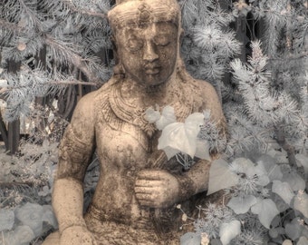 Buddha statue, infrared photography, Zen photography,namaste, buddha photo, feng shui photography, feng shui photo, home decor