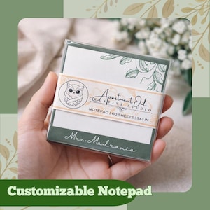 Personalized Botanical Notepad, Custom Stationery, Desk Gift (3x3 in )