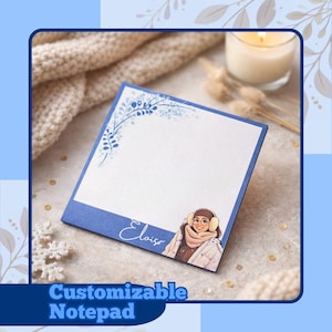 Personalized Cartoon Portrait Notepad, Custom Desk Stationery, 3x3 in