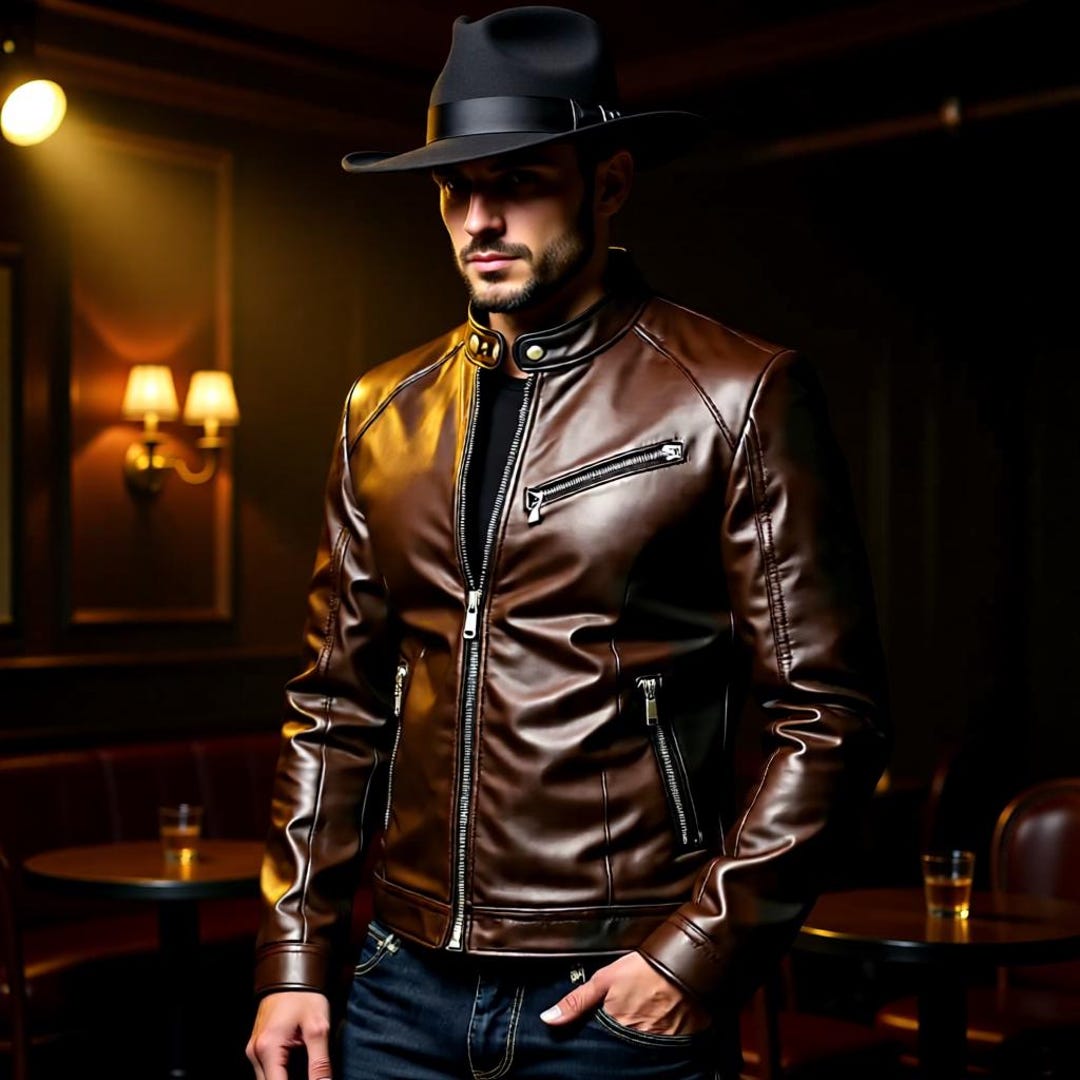 Men’s Brown Leather Jacket | Slim Fit Biker Style Genuine Leather ...