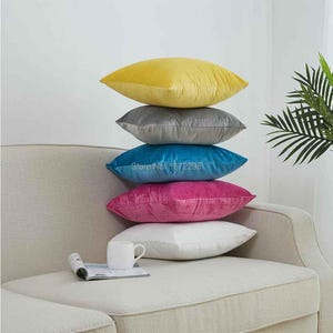 Cushion Covers Velvet set of 4– Soft Dutch Velvet Pillow Covers for Sofa Bed Custom Sizes  Solid Color Decorative Throw Pillowcases