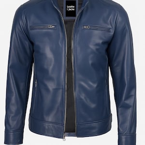 Men&#39;s Cafe Racer Leather Jacket – Lambskin | Handmade in Pakistan | Slim Fit Motorcycle Jacket | Real Leather Gift for Him