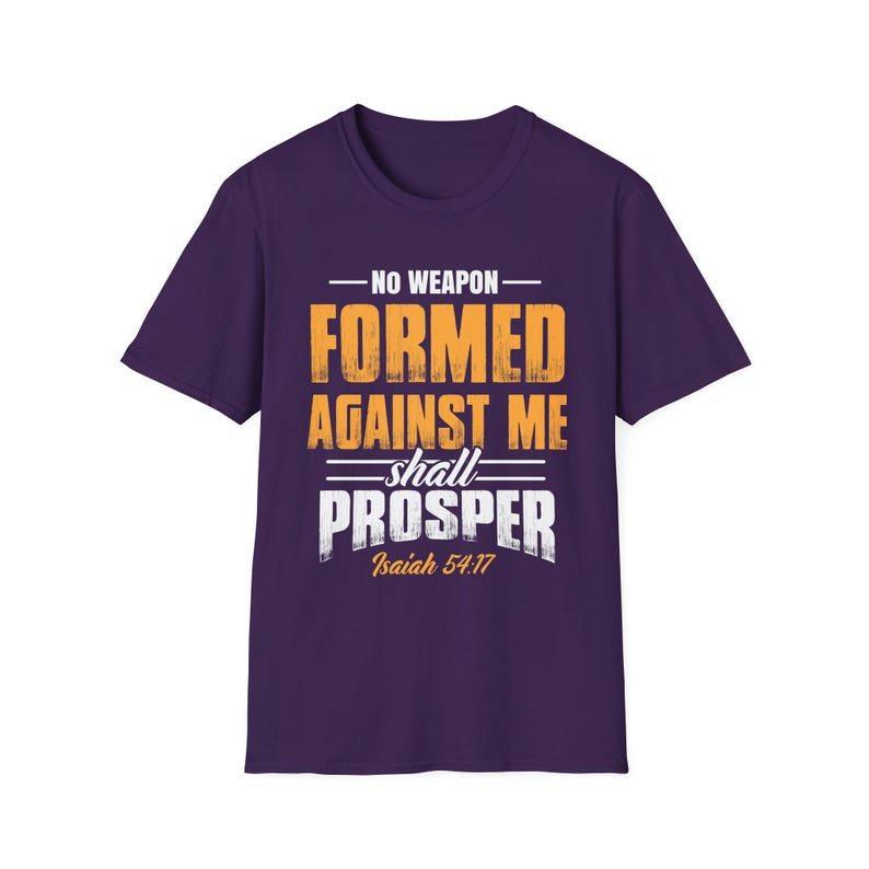Inspirational Faith T-Shirt: "No Weapon Formed Against Me Shall Prosper" - Perfect for Gifts, Motivational Wear, Church Events, image 7